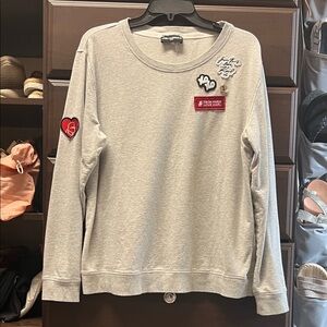 Karl Lagerfeld Light Gray Women's Sweatshirt with Patch Details